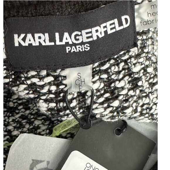 Karl Lagerfeld Two Tone Full Zip Fringe Detail Knit Jacket size Small - Picture 5 of 14